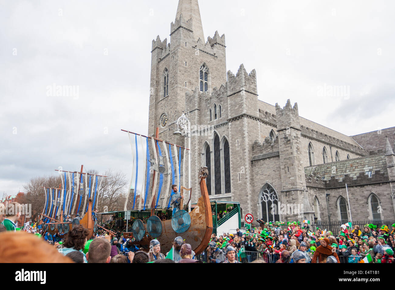 Dublin, Ireland - March 17: Saint Patrick's Day parade in Dublin, Ireland. On March 17, 2014. People dress up Saint Patrick's Stock Photo