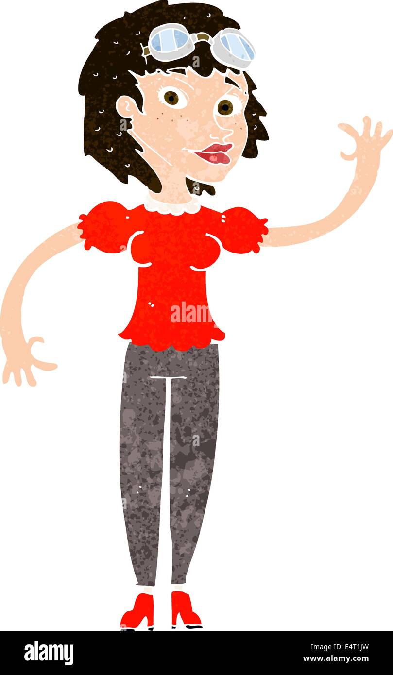 cartoon pilot woman waving Stock Vector Image & Art - Alamy