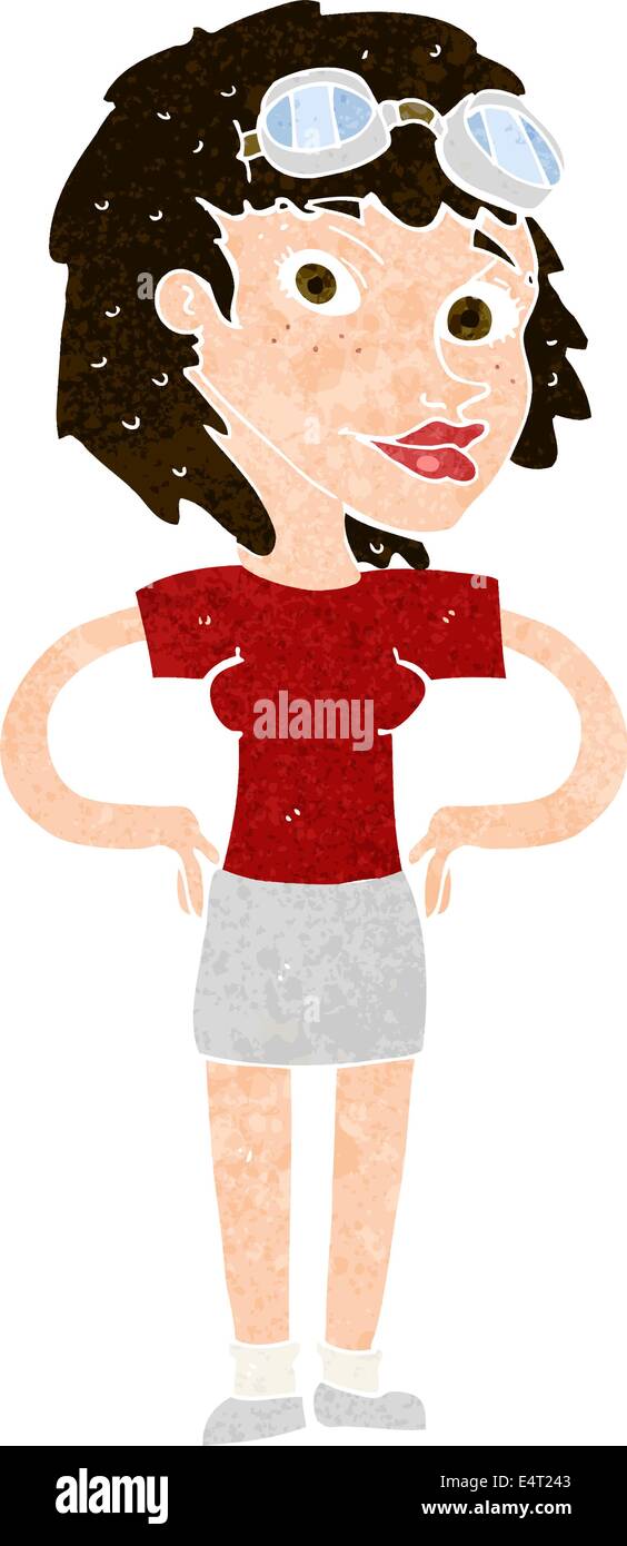 cartoon retro pilot woman Stock Vector Image & Art - Alamy