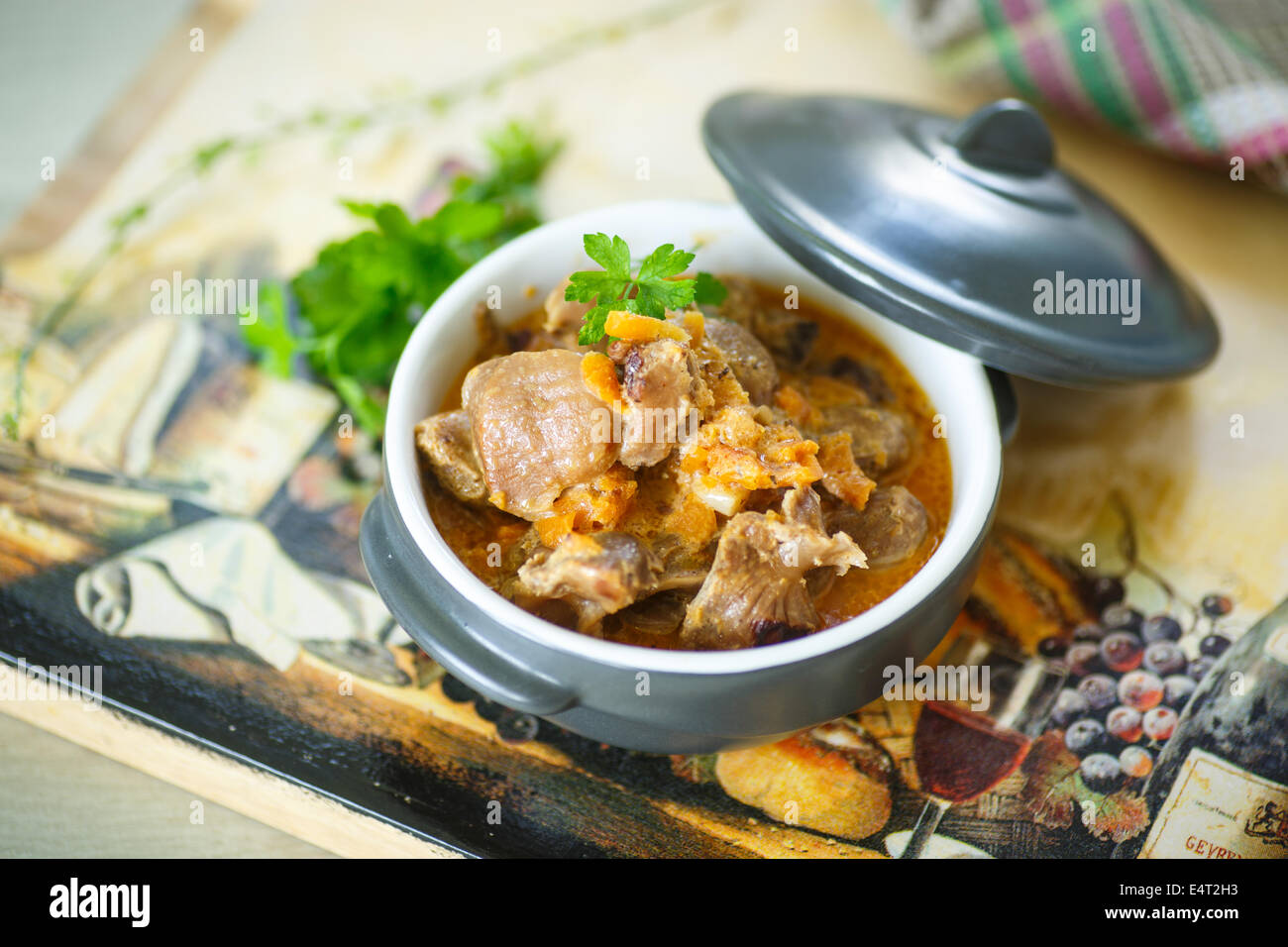 chicken gizzards stewed with vegetables in cream sauce Stock Photo Alamy