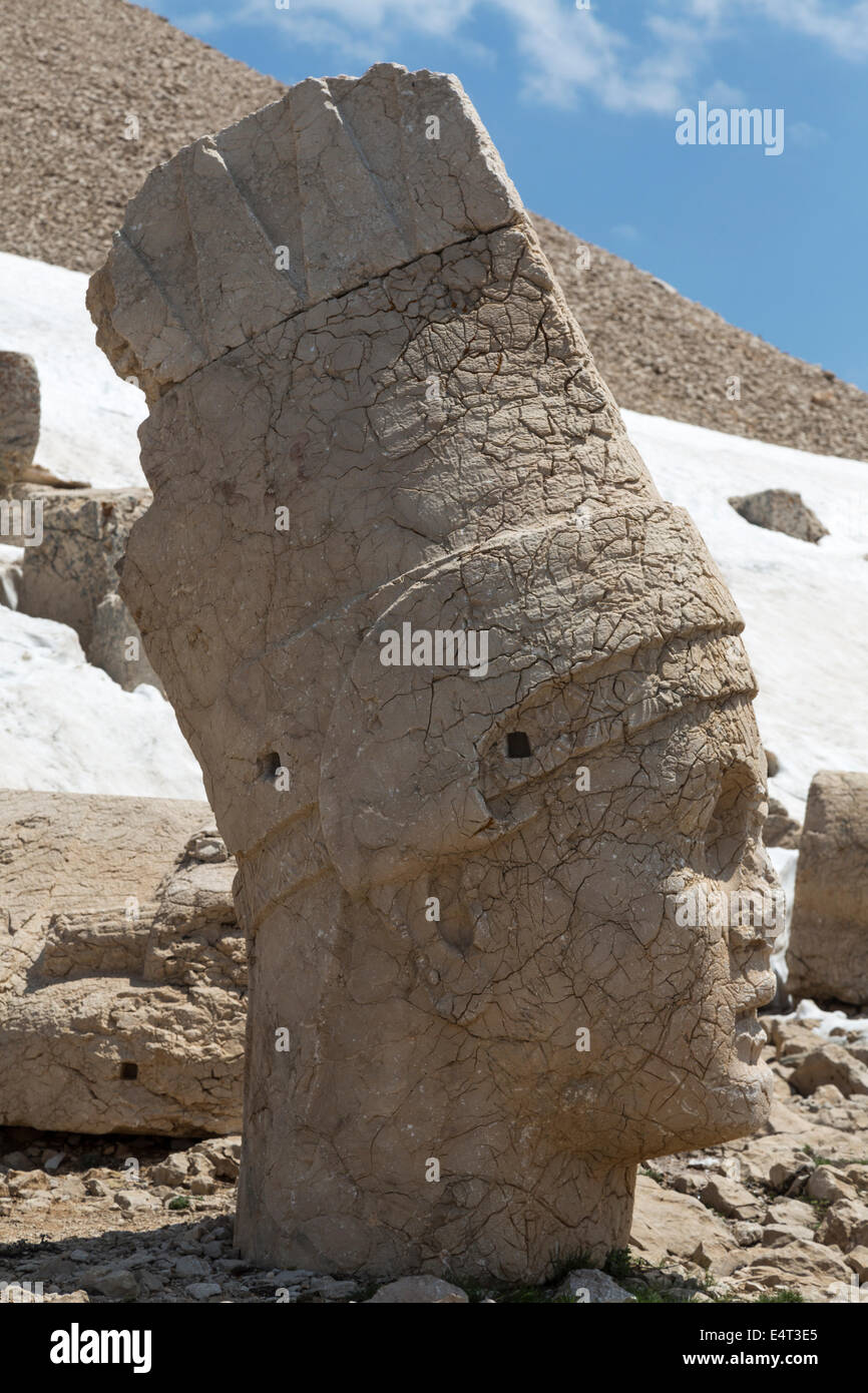 head of Antiochus, west terrace, Nemrut or Nemrud Dagh, Anatolia, Turkey Stock Photo