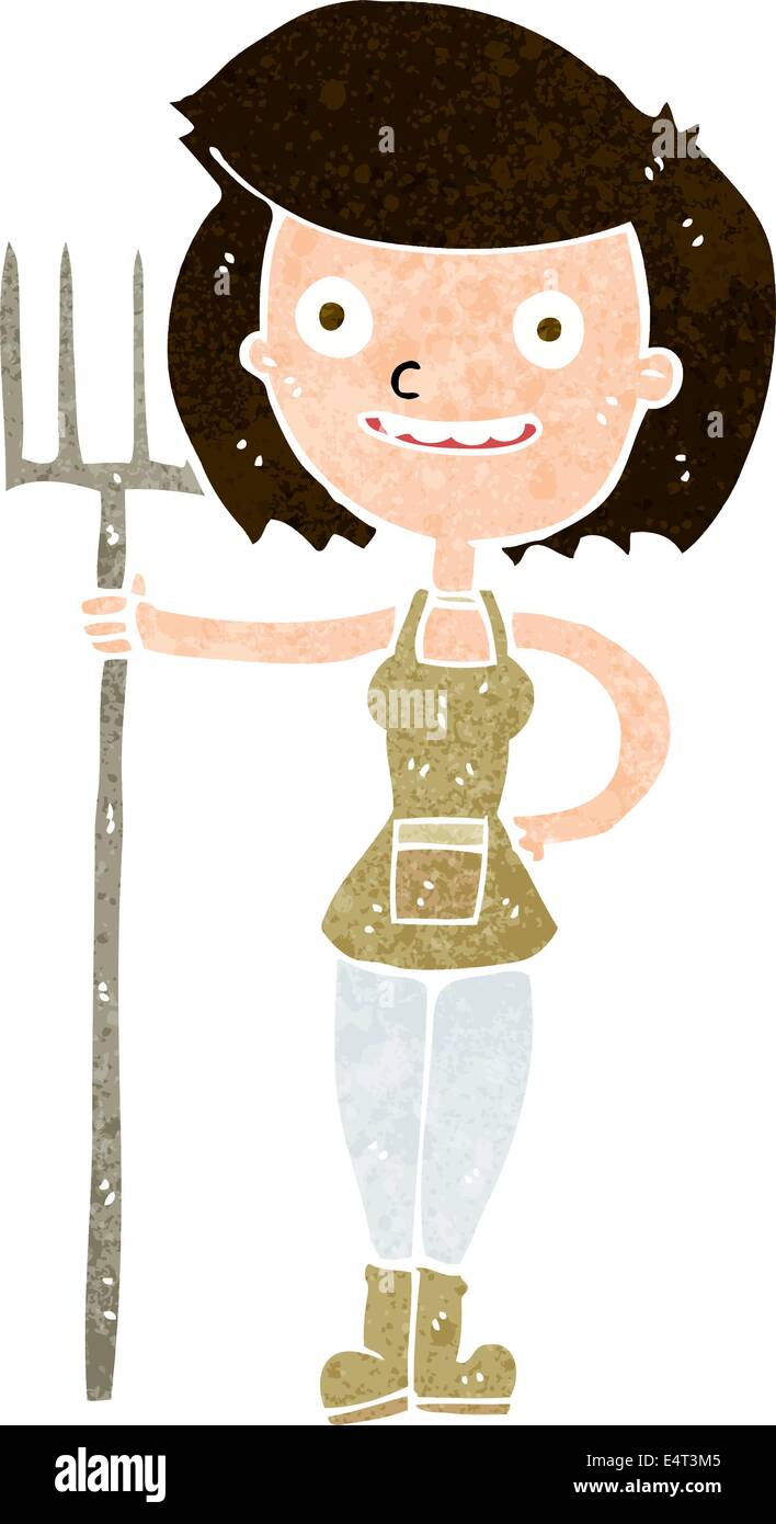 cartoon happy farmer girl Stock Vector Image & Art - Alamy