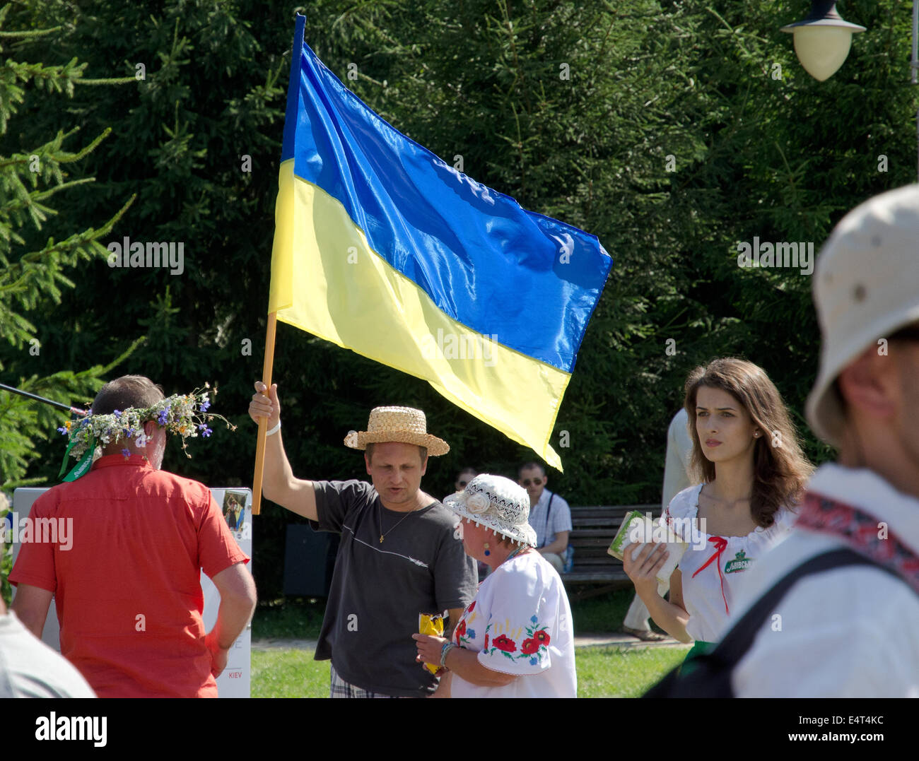Ukrainian flag at the folk festival Stock Photo