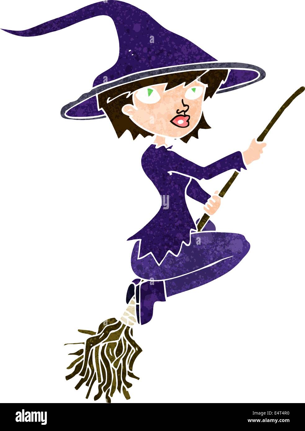 cartoon witch riding broomstick Stock Vector Image & Art - Alamy