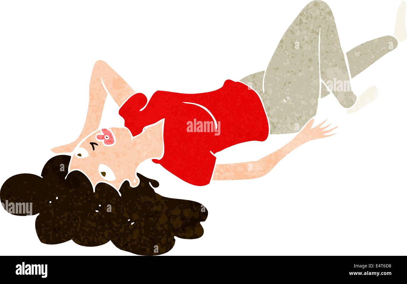 Cartoon Woman Lying On Floor Stock Vector Image Art Alamy