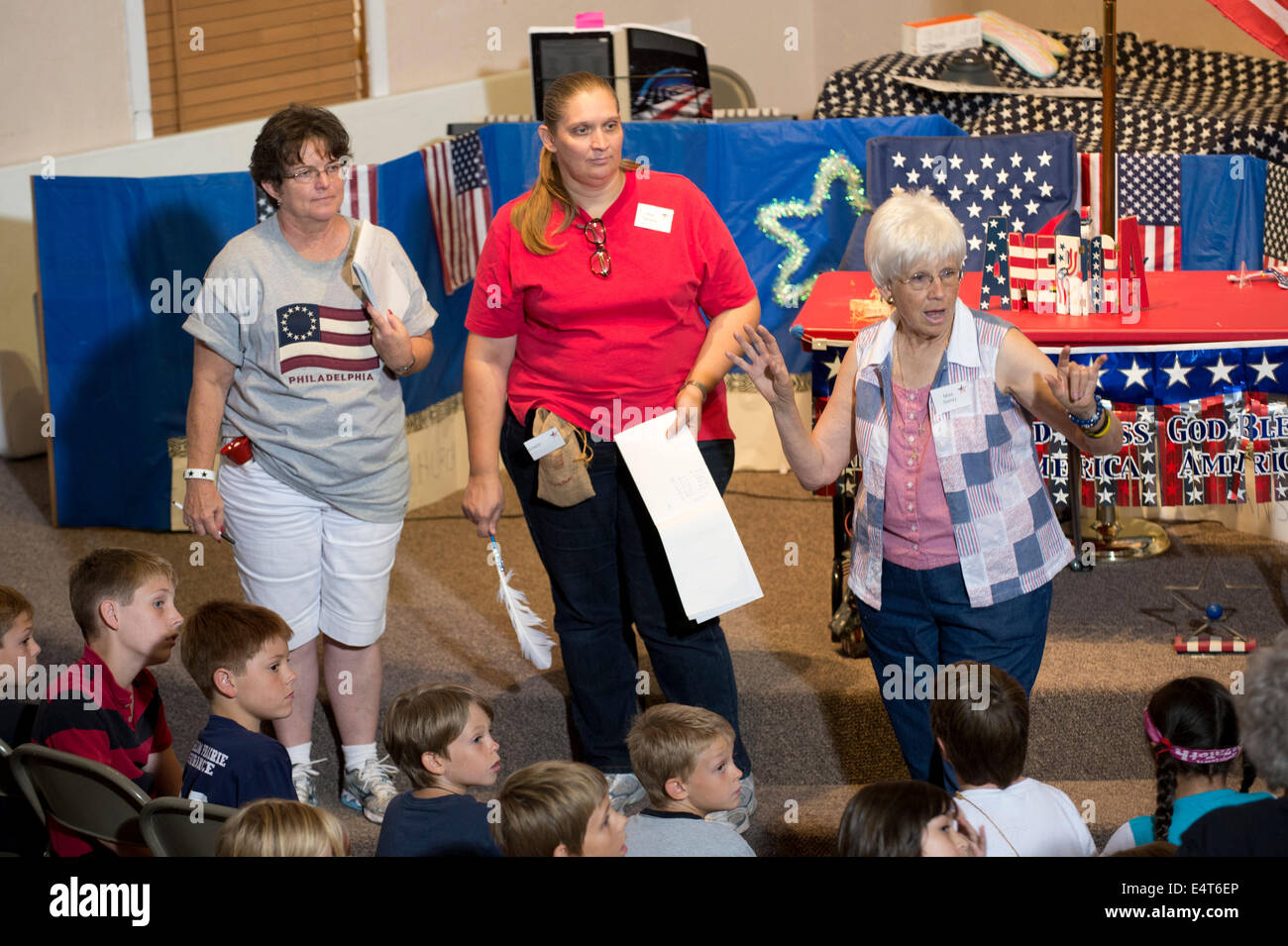 Central Texas Tea Party volunteers lead children in a one-week 'Vacation Liberty School' conservative education camp Stock Photo