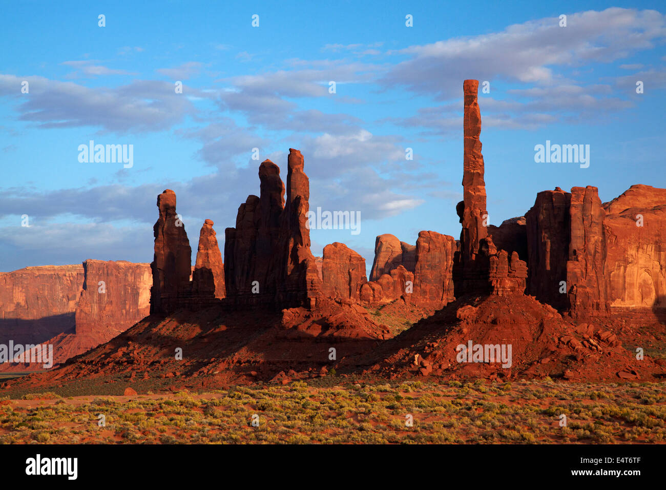 Yei Bi Chei and Totem Pole rock columns, Monument Valley, Navajo Nation, Arizona, near Utah border, USA Stock Photo