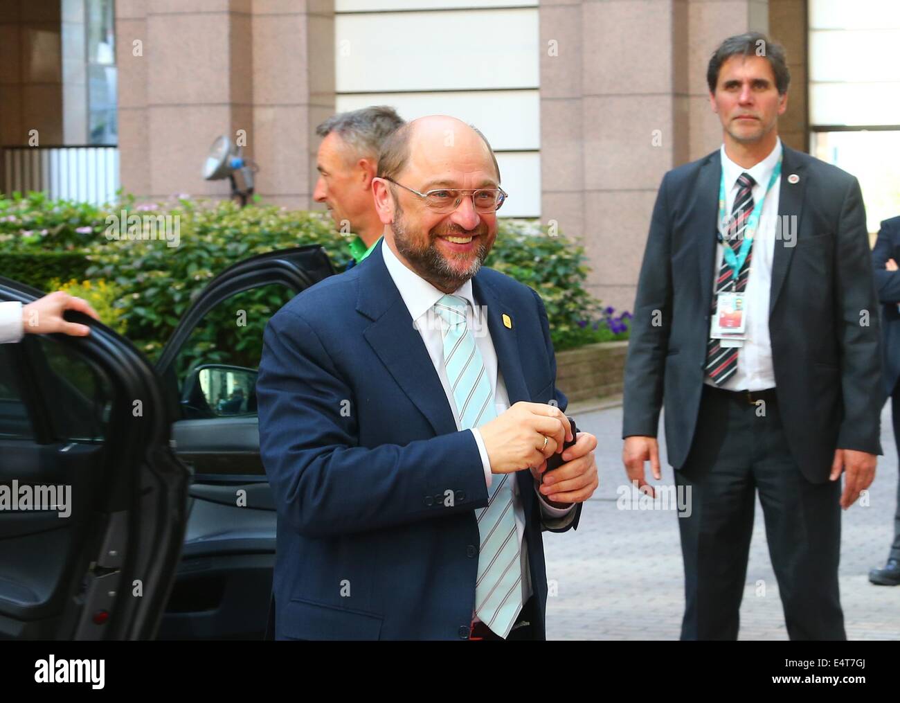Brussels, Belgium. 16th July, 2014. European Parliament President Martin Schulz arrives to attend the Special Meeting of the European Council at the EU headquarters in Brussels, capital of Belgium, July 16, 2014. Credit:  Gong Bing/Xinhua/Alamy Live News Stock Photo