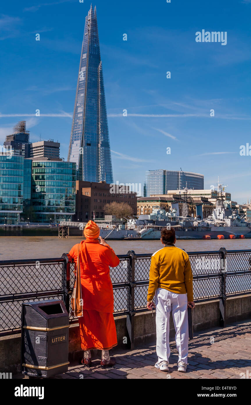 Two people admire the sights in London England. Stock Photo