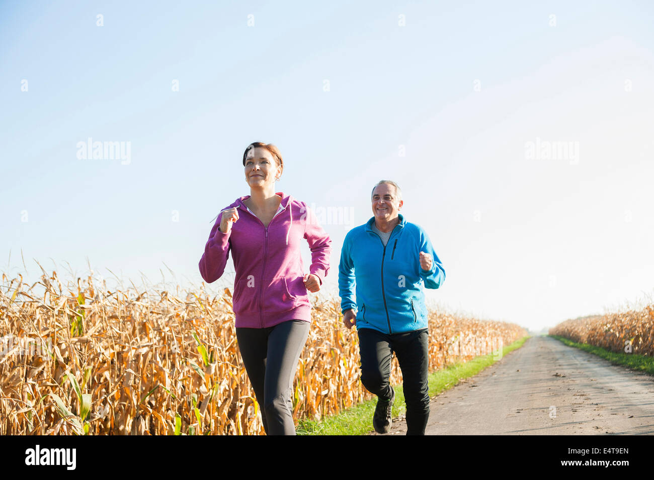 Couple Jogging Outdoors, Baden-Wurttemberg, Germany Stock Photo