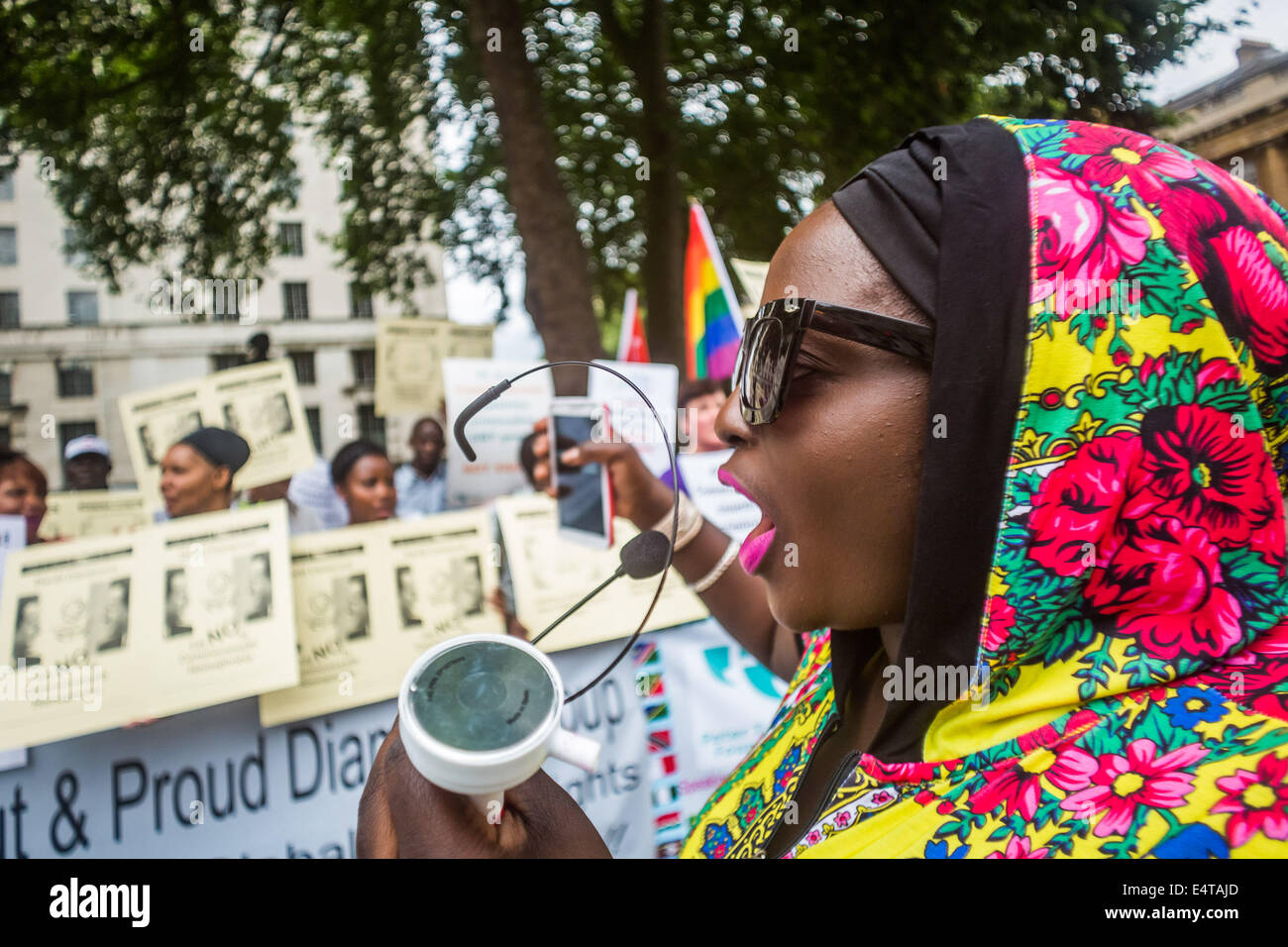 Commonwealth Games Protested Peter tatchell at a demonstration outside downing street hi-res stock ...