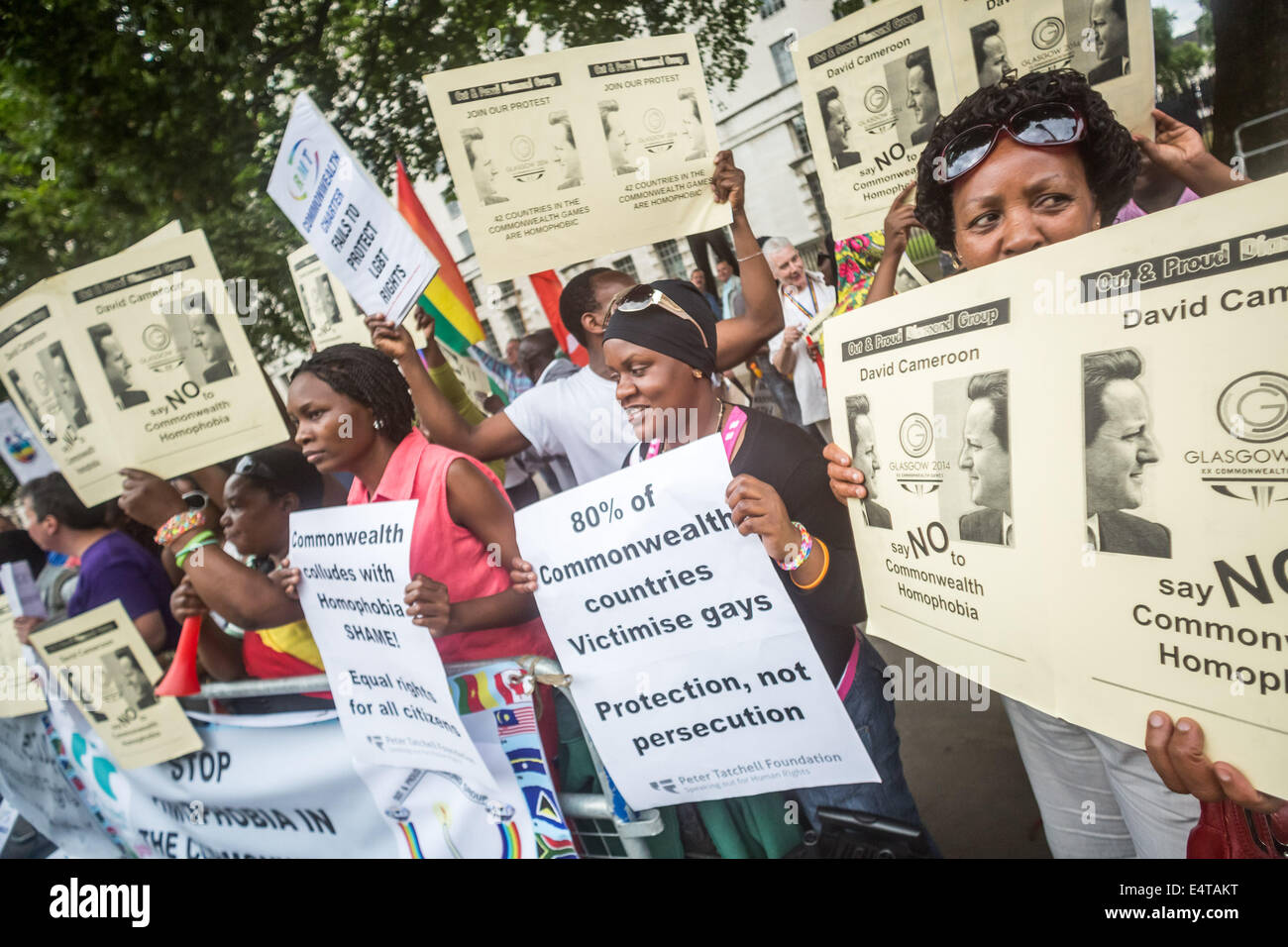 Commonwealth Games Protested Peter tatchell at a demonstration outside downing street hi-res stock ...