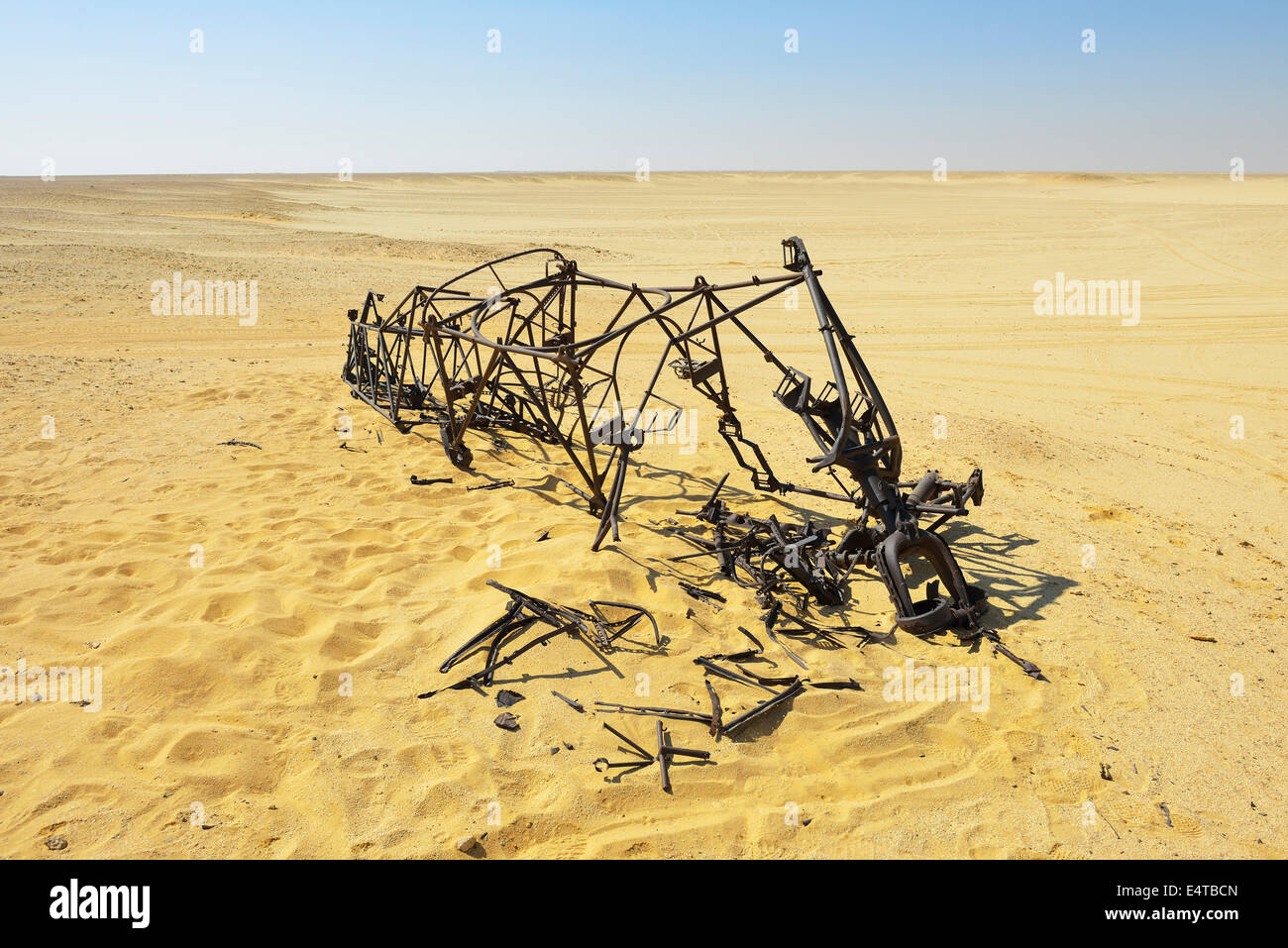 Old Airplane Wreck, Matruh Governorate, Libyan Desert, Sahara Desert, Egypt, Africa Stock Photo