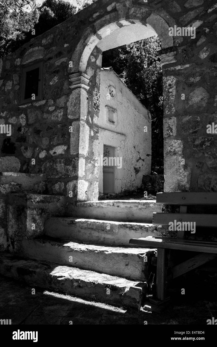 Greek church in Assos, Kefalonia. Stock Photo