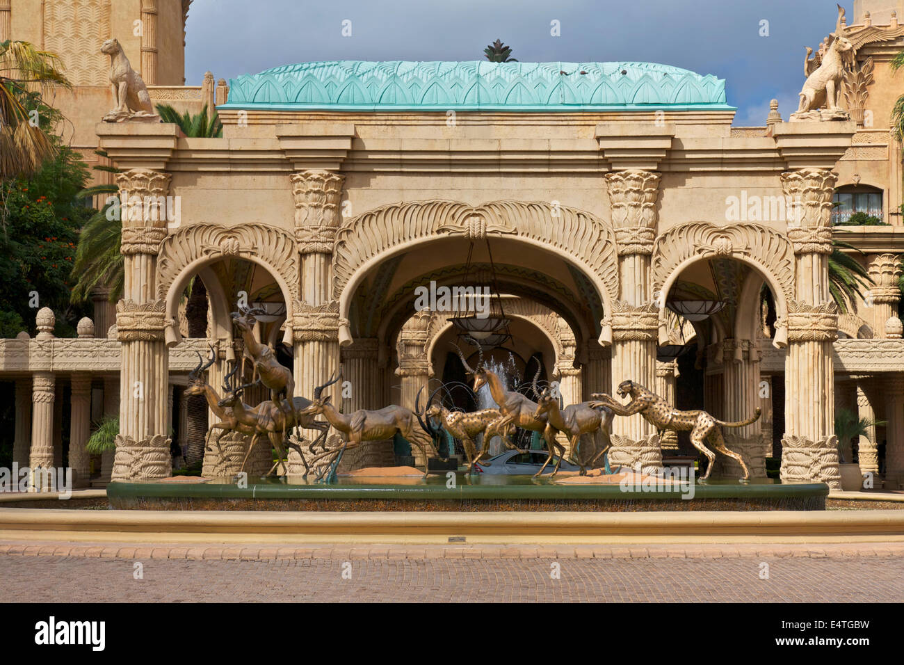SUN CITY, SOUTH AFRICA - APRIL 21, 2010 :  Lost City or Sun City is a Luxury Hotel with a grand entrance and luxury palace. Stock Photo