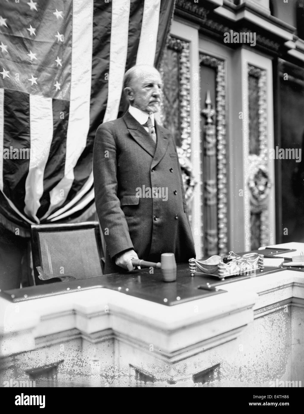 Frederick H. Gillette in House Speaker's chair, Washington, D.C., circa 1920 Stock Photo