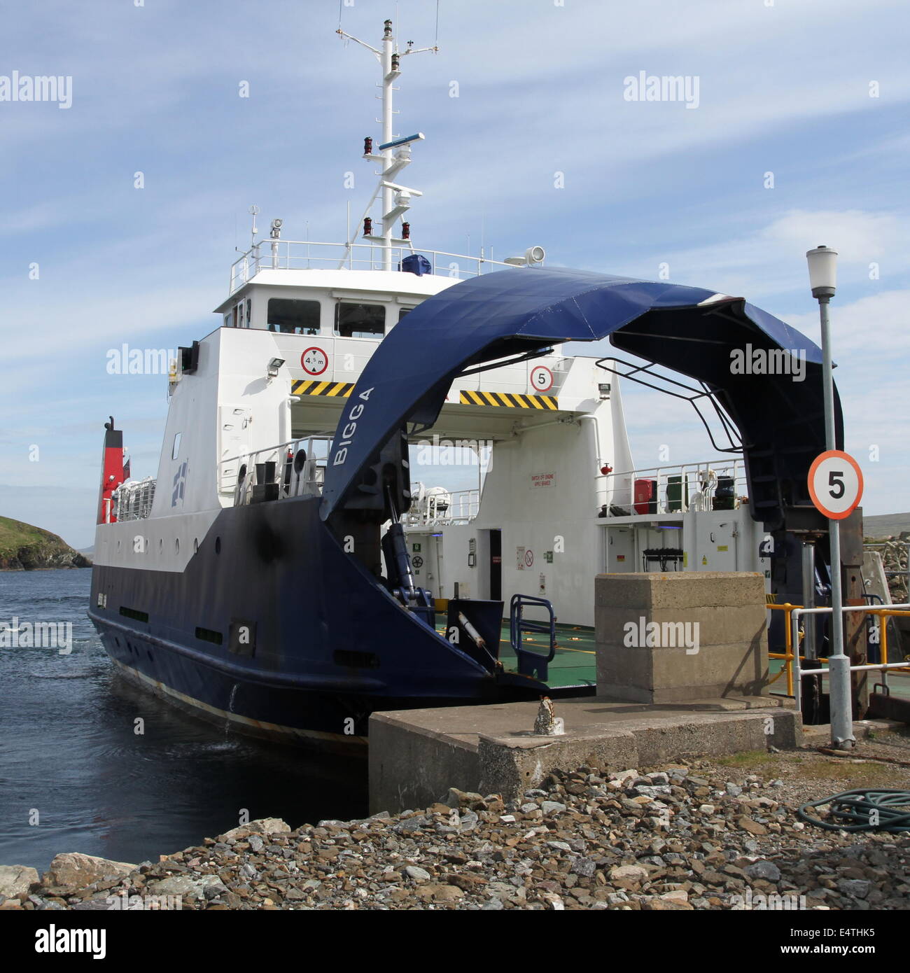 MV Bigga docked Gutcher Yell Shetland Scotland  June 2014 Stock Photo