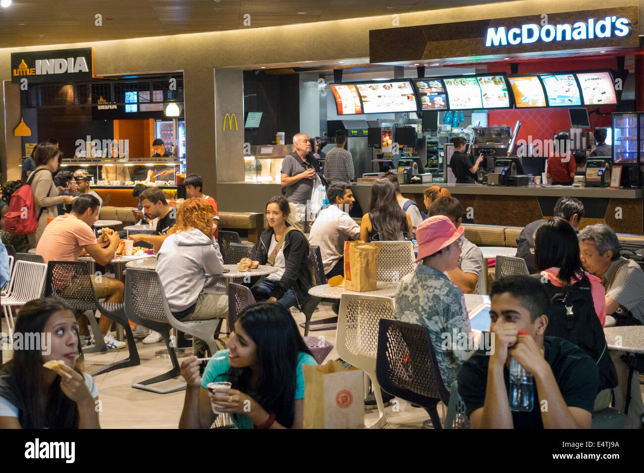 Melbourne Australia,Victoria CBD Central Business,District,Central,center,centre,mall arcade,food court plaza table tables casual dining,restaurant re Stock Photo
