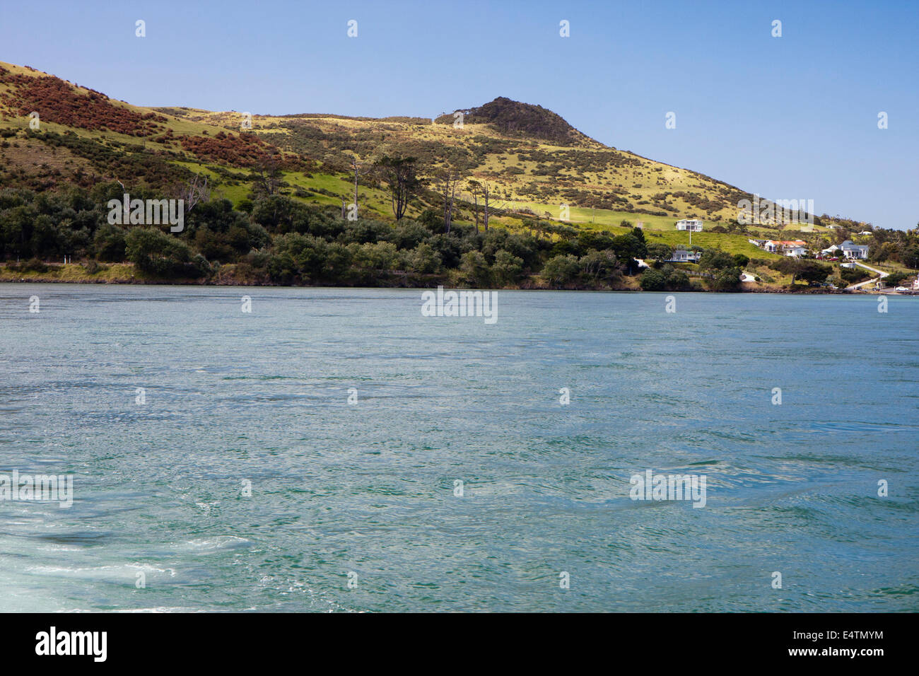 Hokianga Harbour with the Omapere settlement Stock Photo