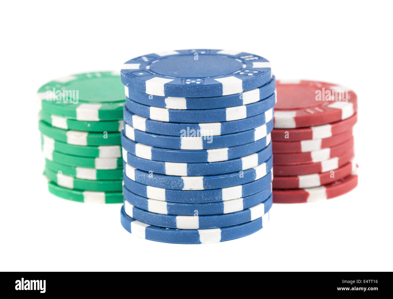 Three stacks of poker chips Stock Photo Alamy