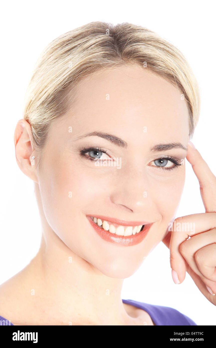 Blonde white woman smiling hi-res stock photography and images - Alamy
