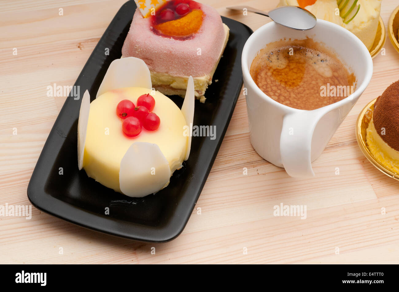 espresso coffee and fruit cake Stock Photo Alamy