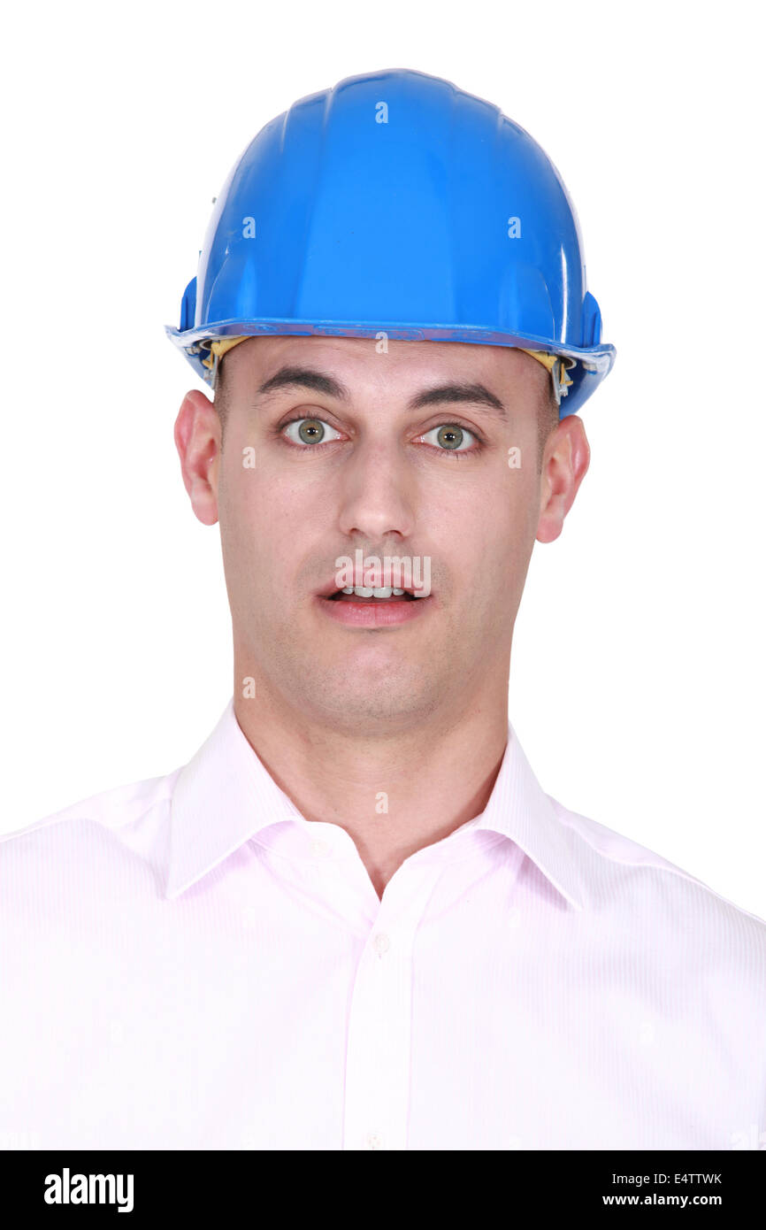 Portrait of a stunned engineer Stock Photo