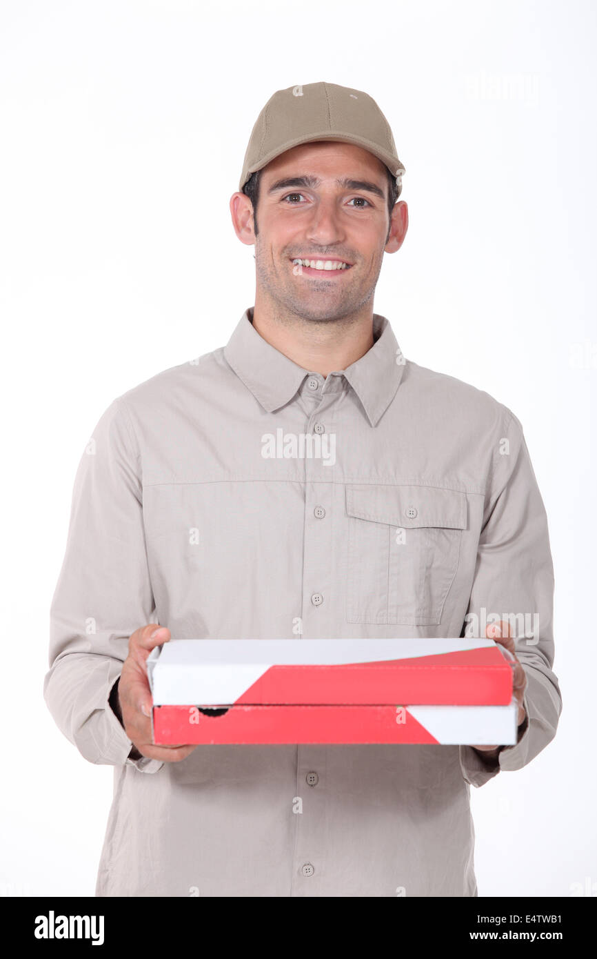 man delivering pizza Stock Photo Alamy