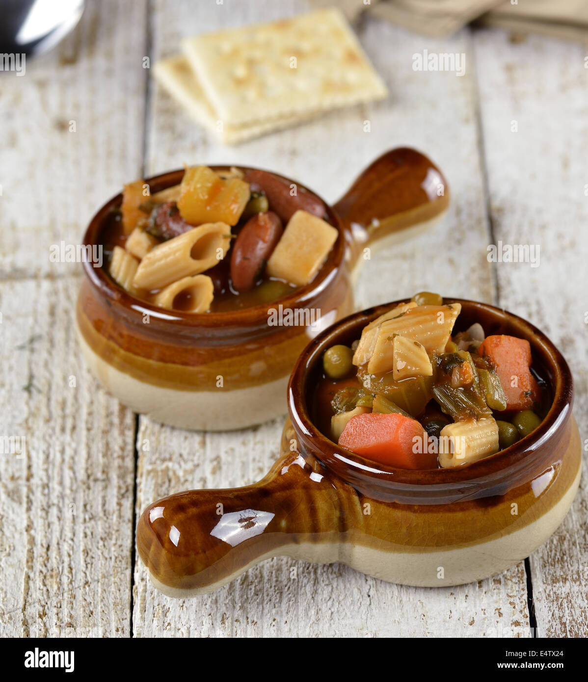 Minestrone Noodle And Vegetable Soup Stock Photo