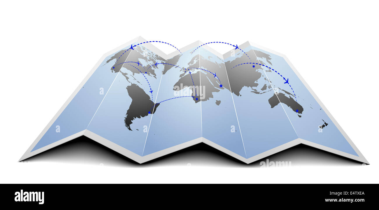 world map flight routes Stock Photo Alamy