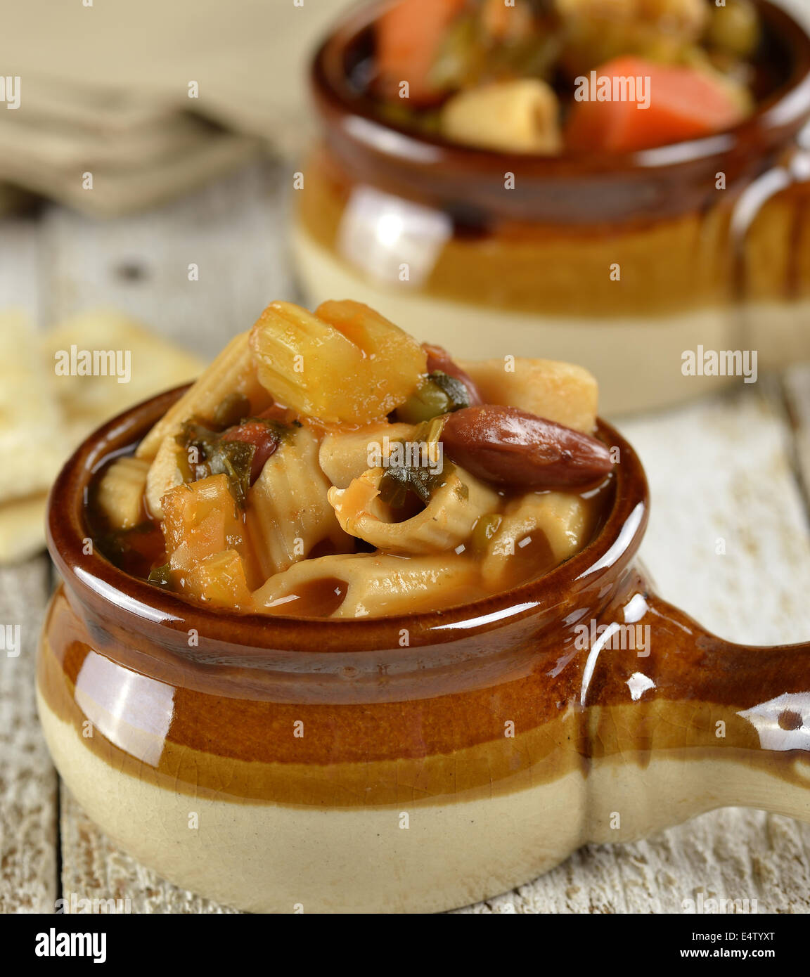 Minestrone Noodle And Vegetable Soup Stock Photo