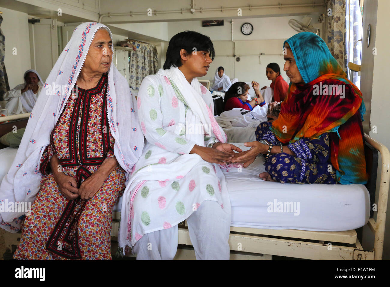 Leprosy patients and nurse in the Marie Adelaide Leprosy Centre, Karachi, Pakistan Stock Photo