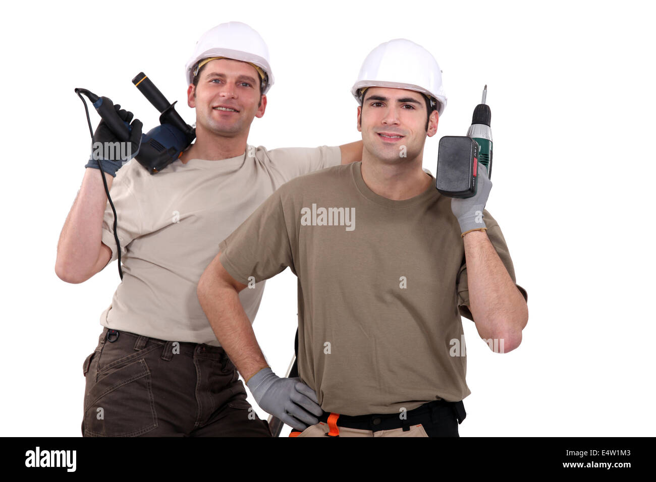 Manual labor. Физический труд. веселый мужчина с электроинструмент. tools of labor.