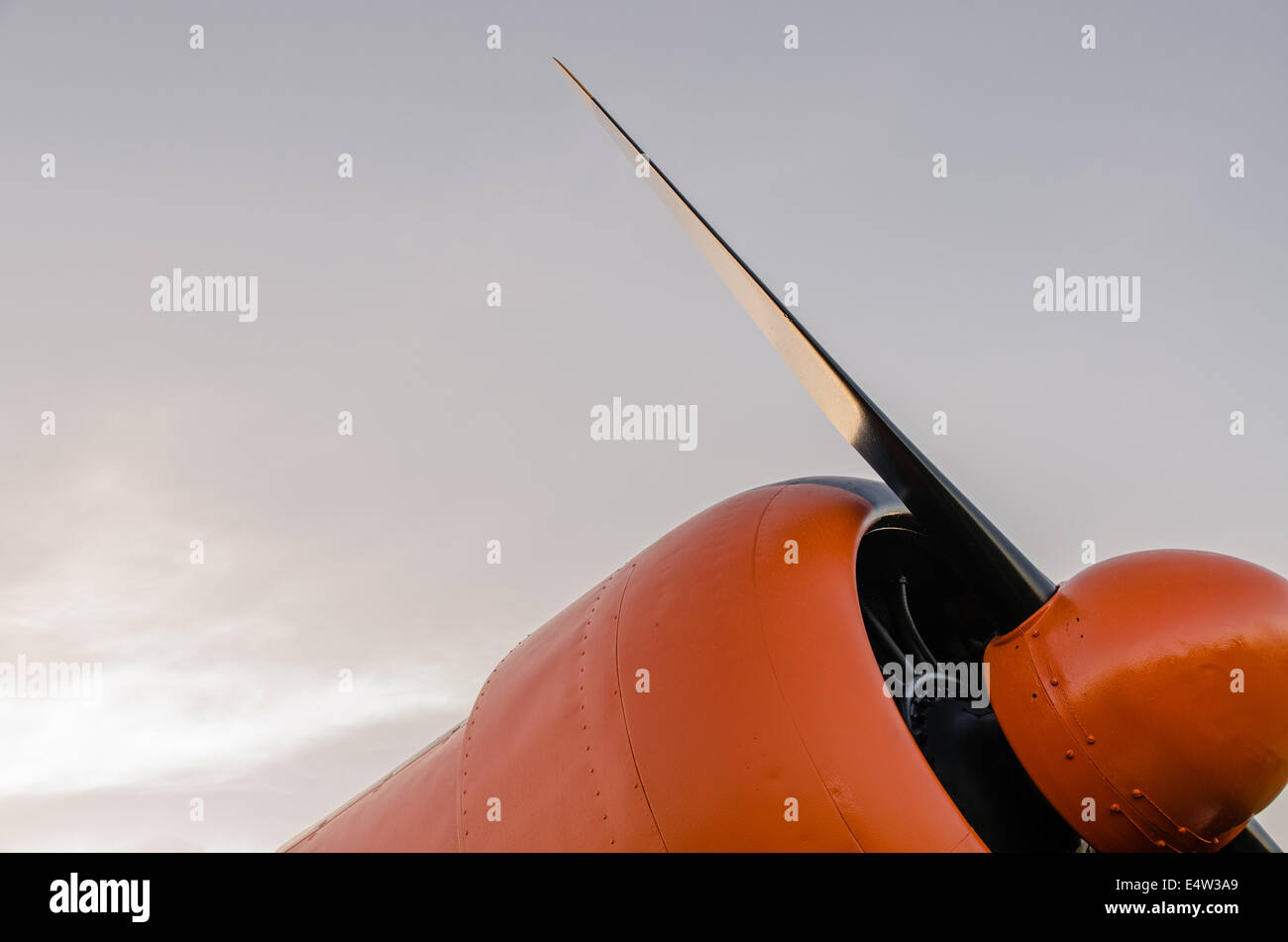 Engine propeller, Old airplane, orange, North American T-6G Texan Stock Photo