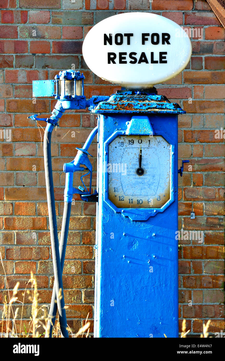old blue petrol pump Stock Photo Alamy