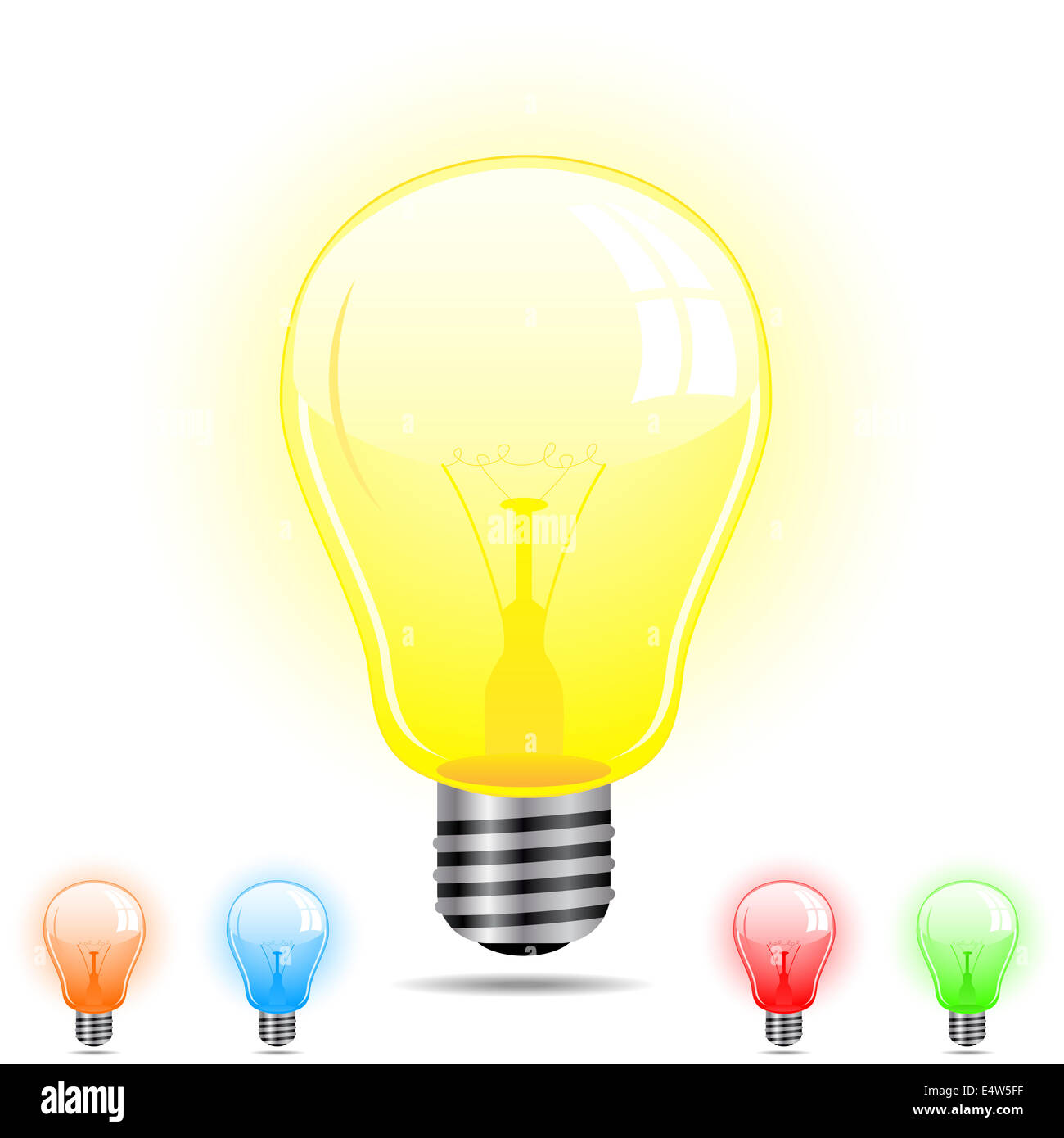 Light Bulb in 5 different colors Stock Photo Alamy