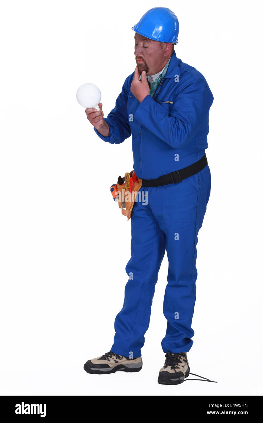 Clumsy electrician Stock Photo