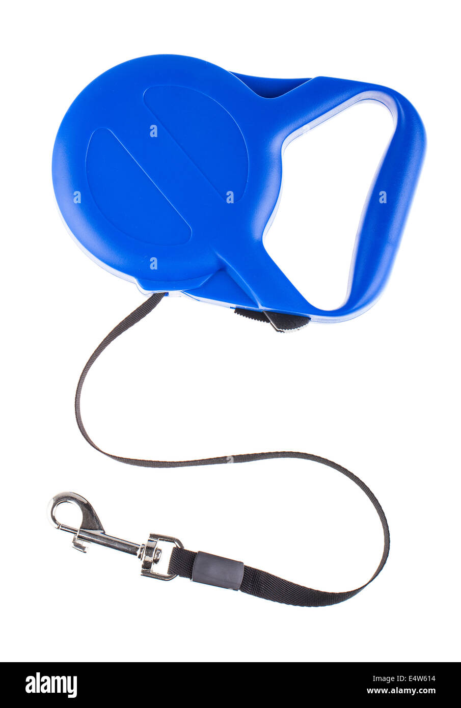 Blue retractable leash for dog top view Stock Photo