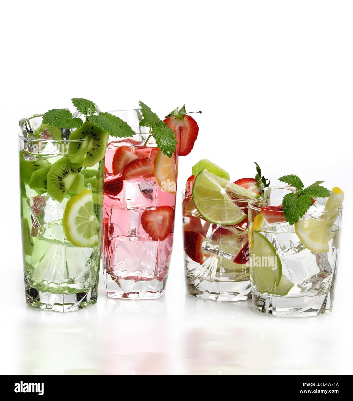 Fruit Drinks With Ice Stock Photo