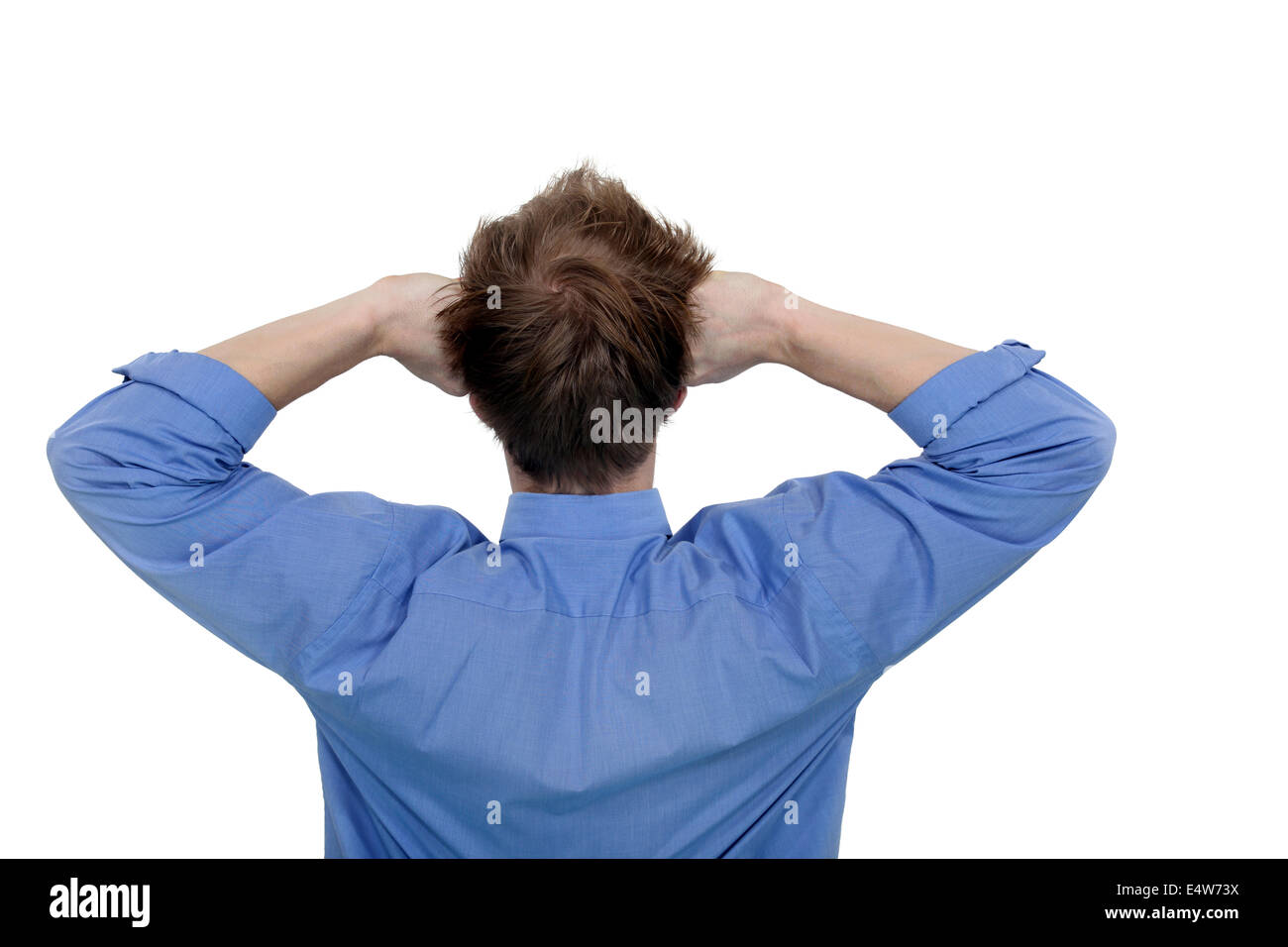man standing backward and stretching Stock Photo