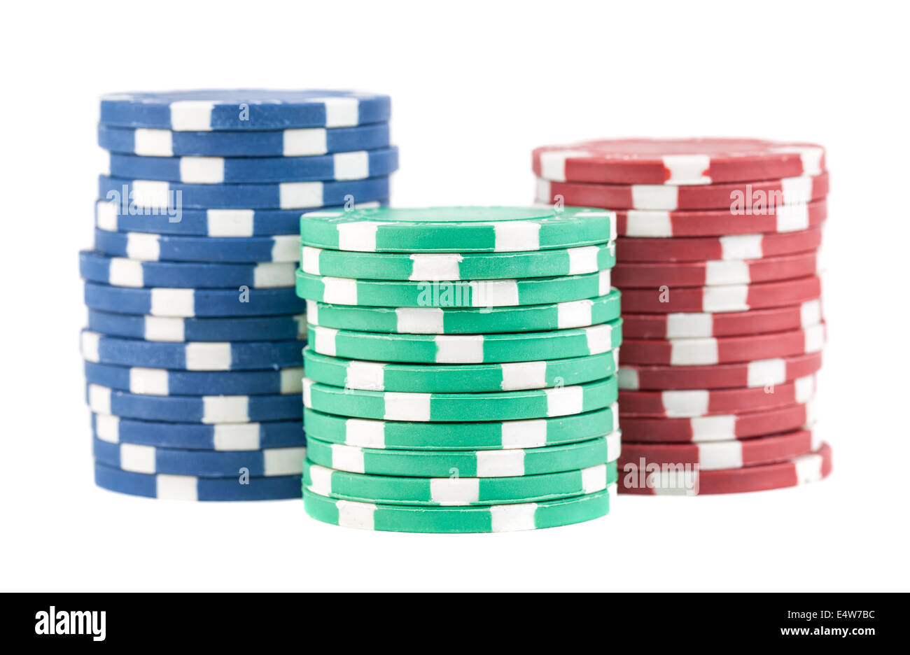 Three stacks of casino chips Stock Photo Alamy