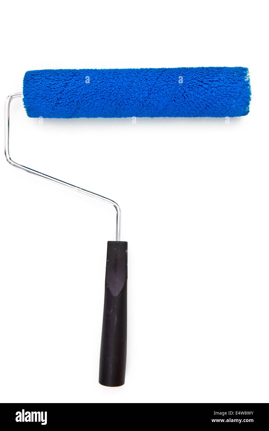 Blue paint roller Stock Photo - Alamy