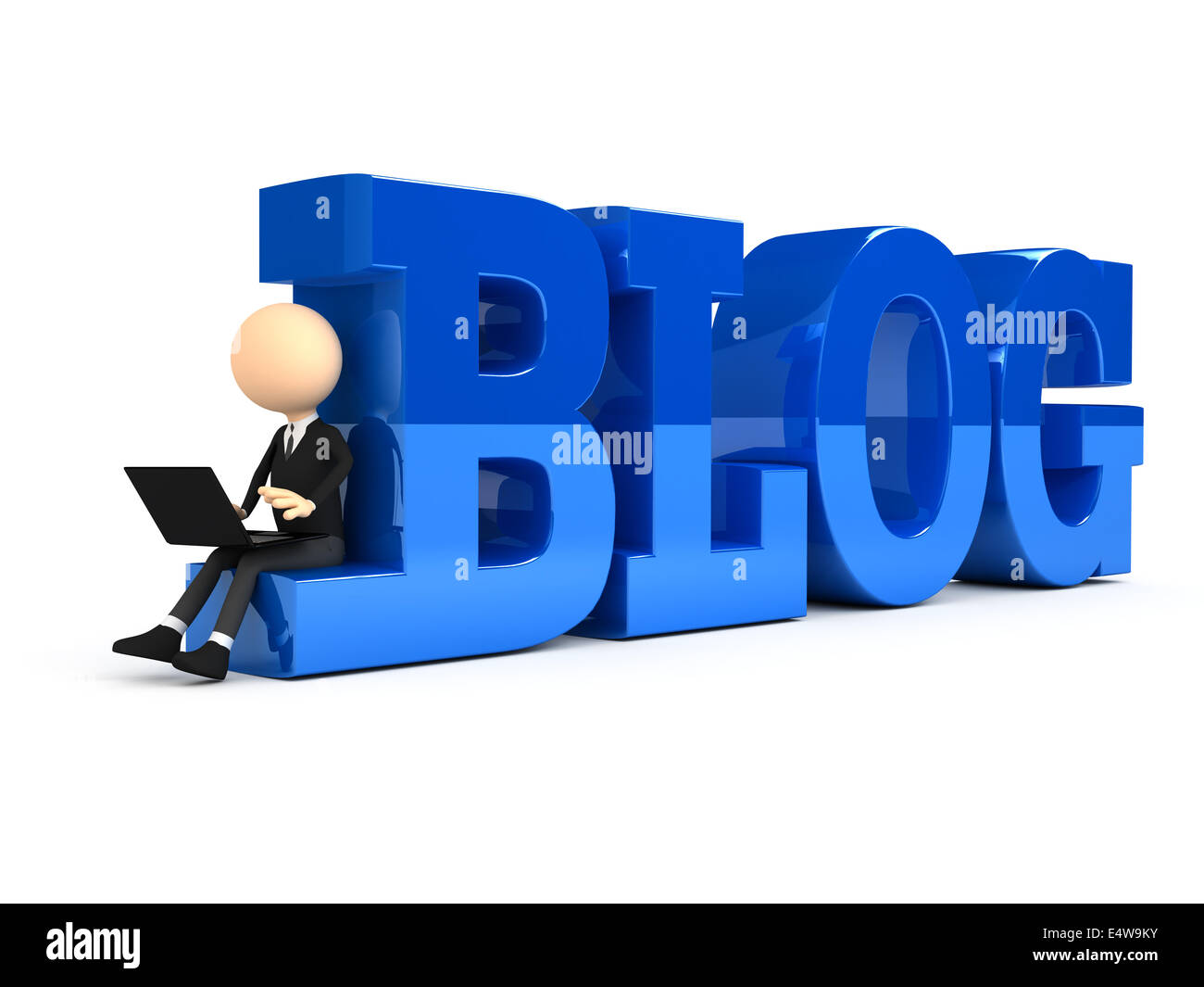 Person Using A Blog 3d person creating blog Stock Photo - Alamy