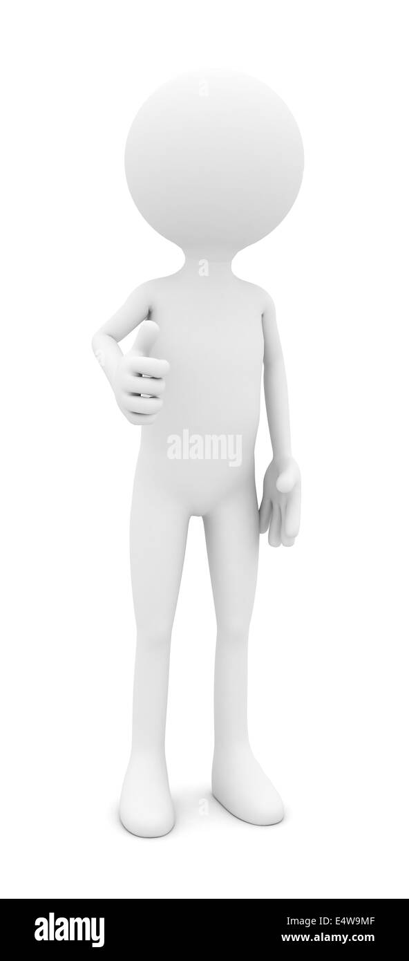 3d person showing thumbs on white background Stock Photo