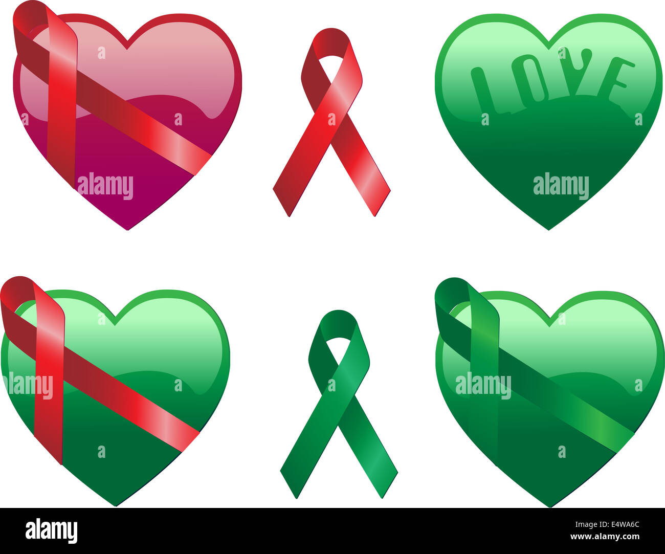 Hearts with Ribbons Stock Photo - Alamy