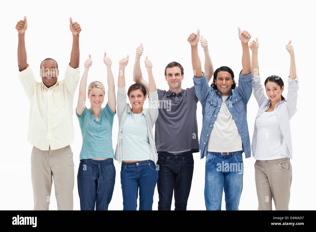 People raising their arms with the thumbs-up Stock Photo - Alamy