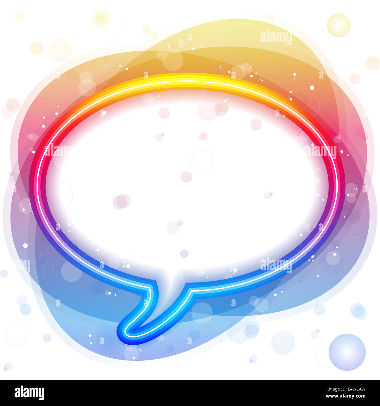 Rainbow Neon Lights Speech Bubble Stock Photo