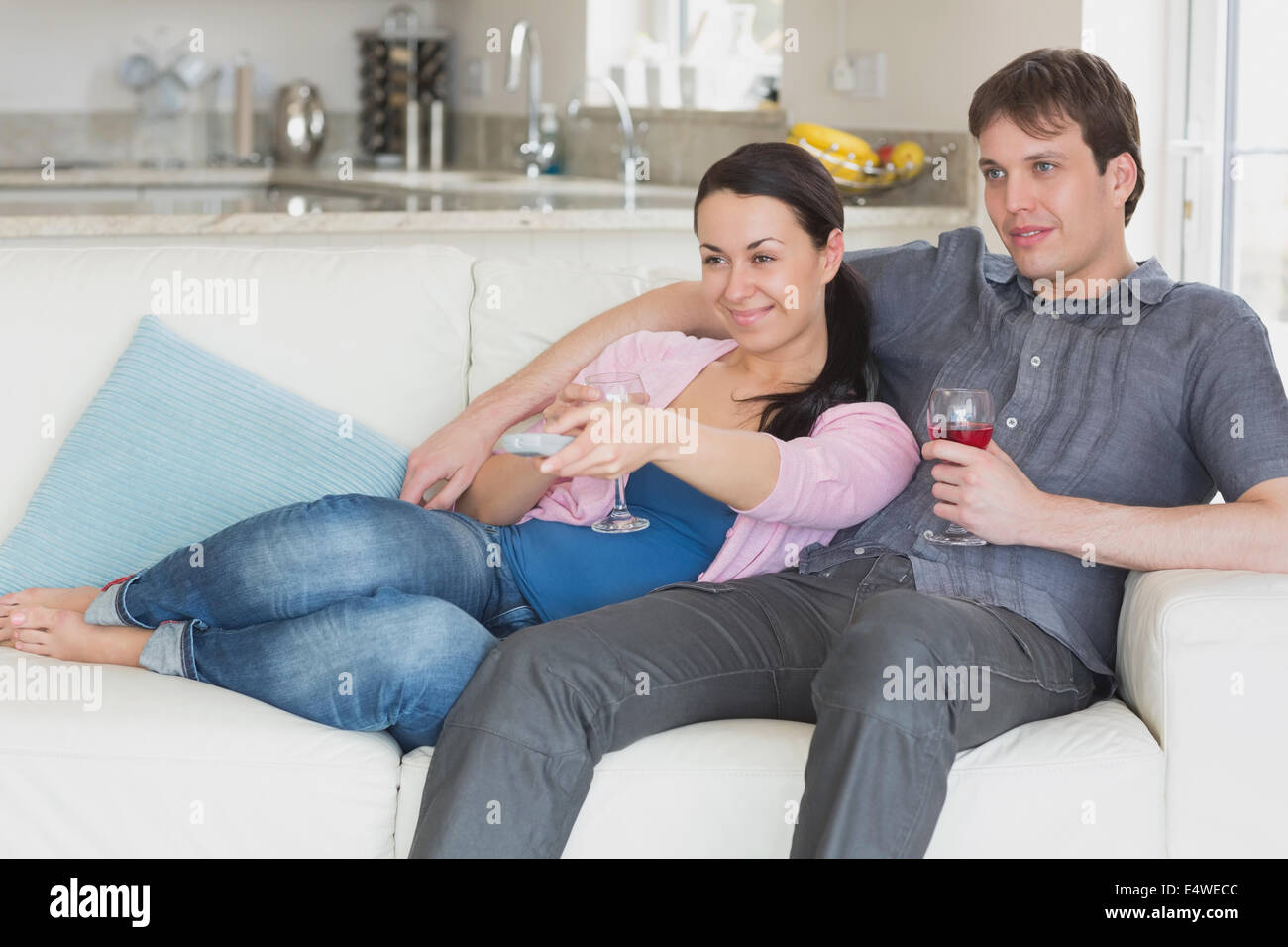 Young couple relaxing glass wine hi-res stock photography and images ...