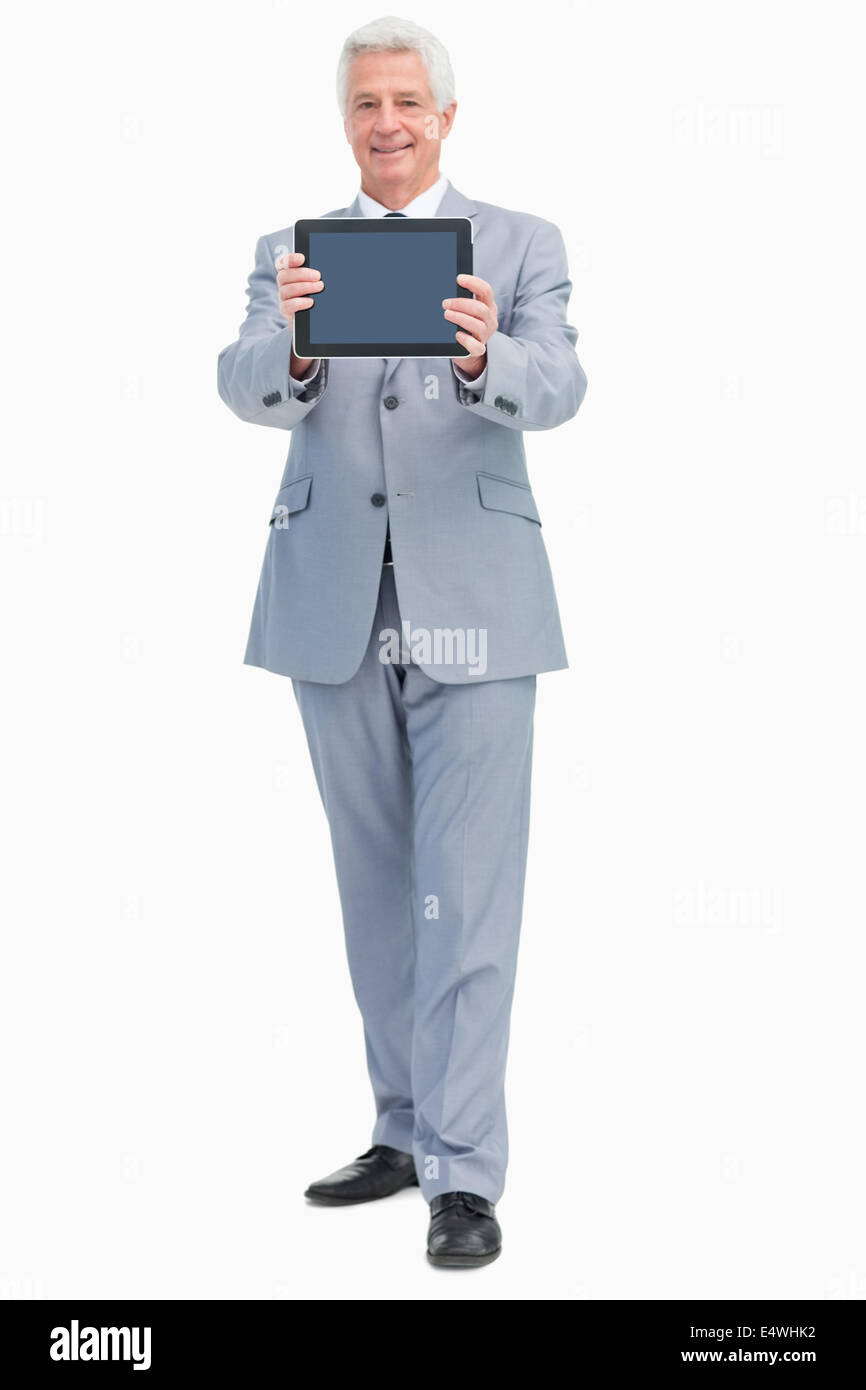 Boss showing a touch Pad screen Stock Photo Alamy