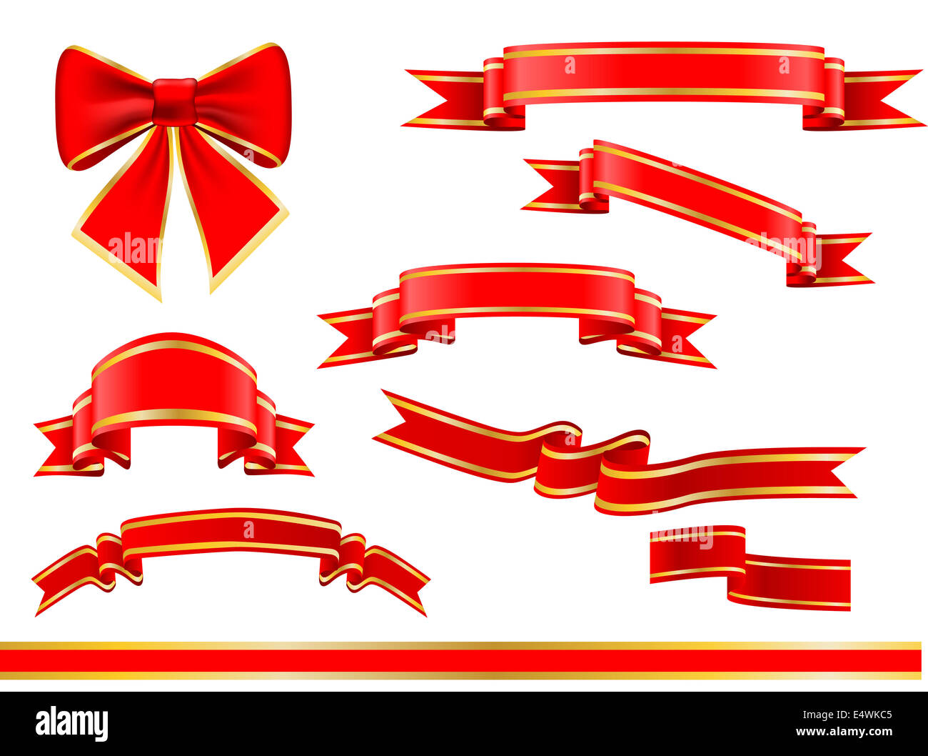 Gold red ribbons on white hi-res stock photography and images - Alamy